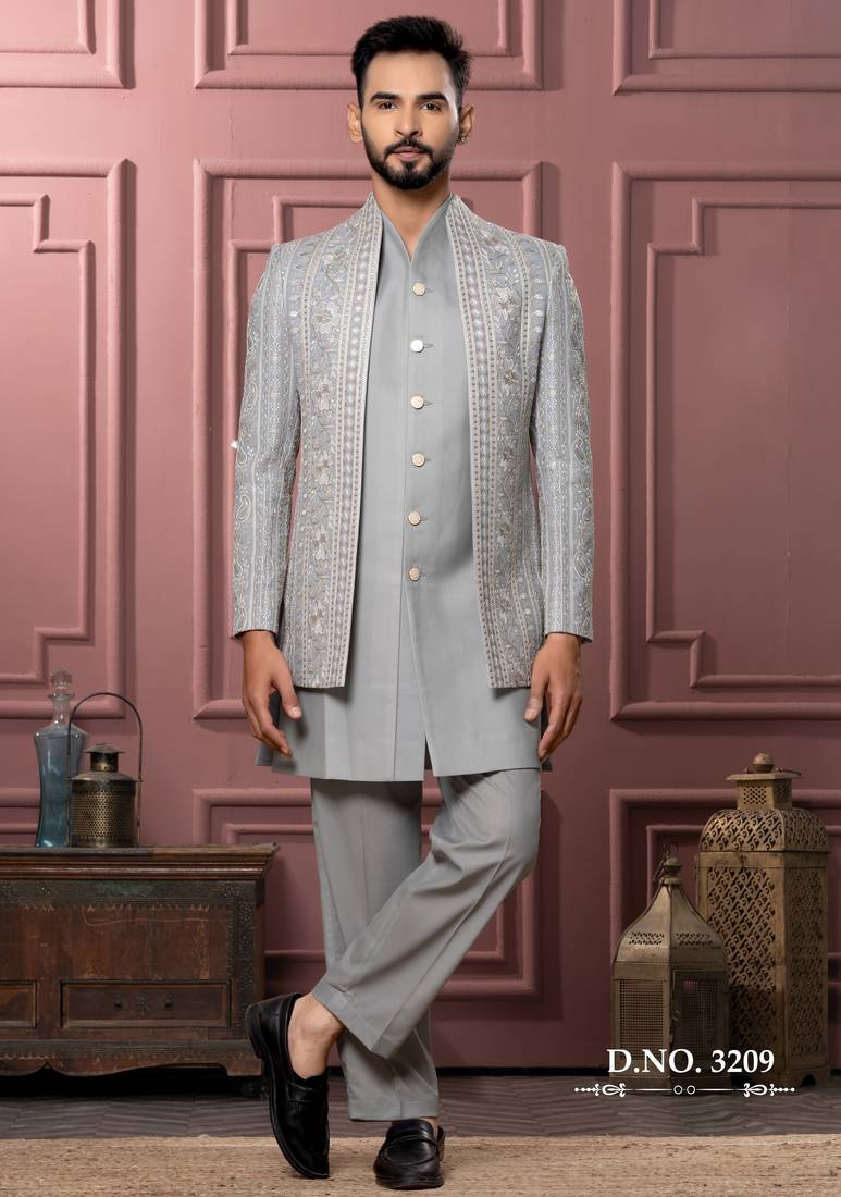 Pastel pista open indowestern for men | premium men's ethnic wear