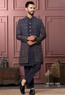 Grey open indowestern for men | premium men's ethnic wear 1