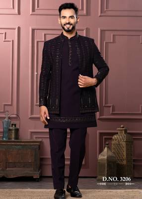 Wine open indowestern for men | premium men's ethnic wear 1