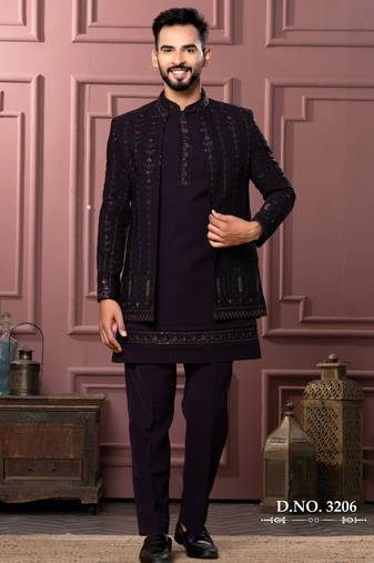 Wine open indowestern for men 
