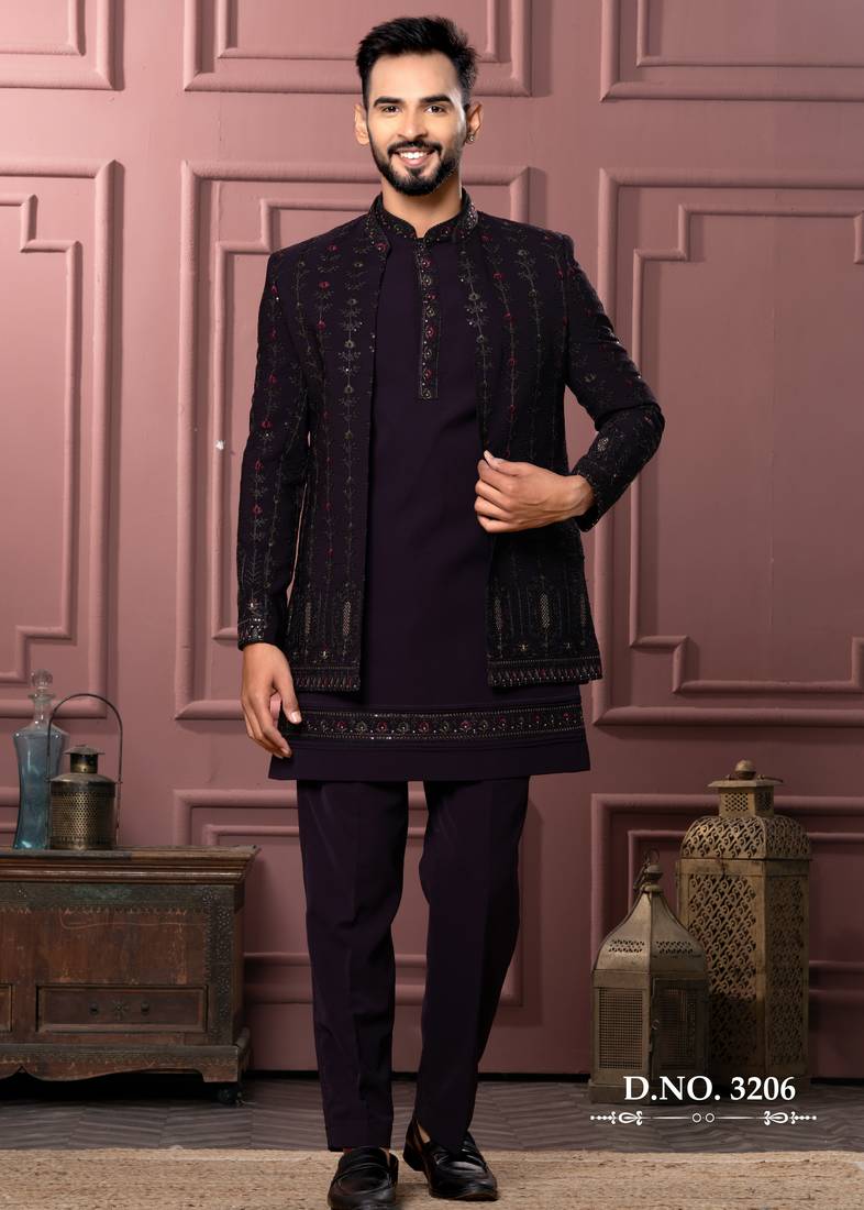 Wine open indowestern for men | premium men's ethnic wear