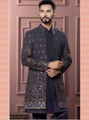 Grey open indowestern for men | premium men's ethnic wear 2