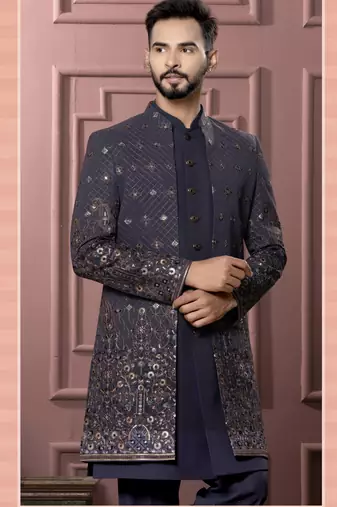 Grey open indowestern for men | premium men's ethnic wear
