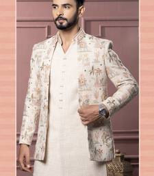 Beige open indowestern for men | men's ethnic wear