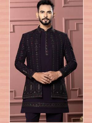Wine open indowestern for men | premium men's ethnic wear 2