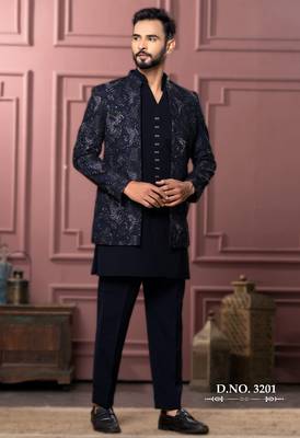 Blue open indowestern for men | men's ethnic wear 1