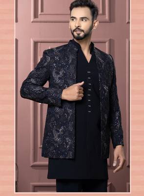 Blue open indowestern for men | men's ethnic wear 2