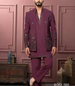 Rouge pink v neck indowestern for men | premium men's ethnic wear