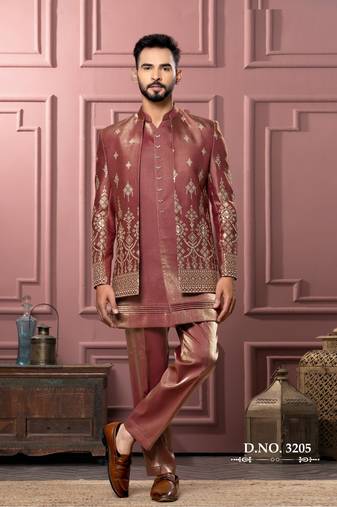 Rust open indowestern for men | premium men's ethnic wear