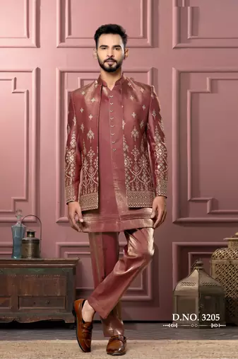 Rust open indowestern for men | premium men's ethnic wear