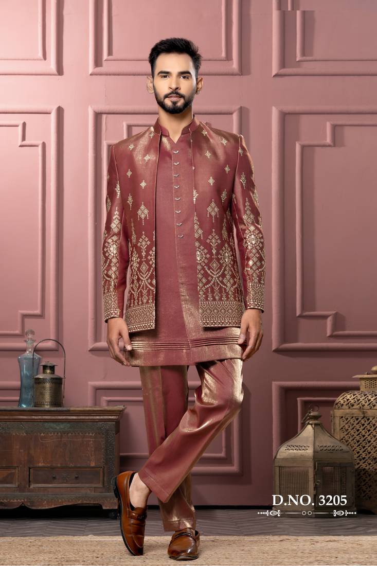 Rust open indowestern for men | premium men's ethnic wear