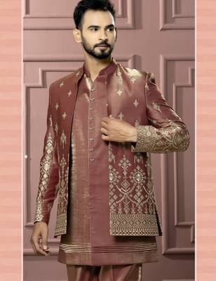 Rust open indowestern for men | premium men's ethnic wear 2