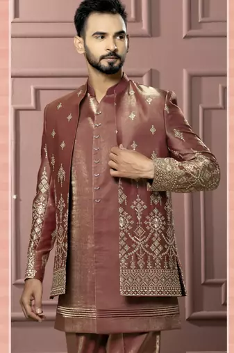 Rust open indowestern for men | premium men's ethnic wear