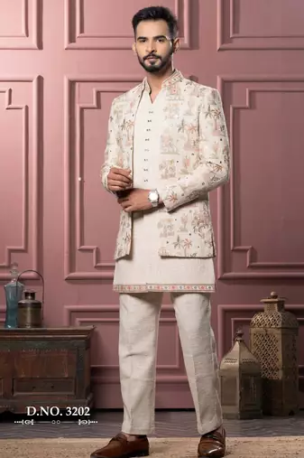 Beige open indowestern for men | men's ethnic wear