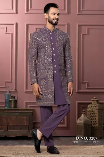 Purple indowestern for men | premium men's ethnic wear