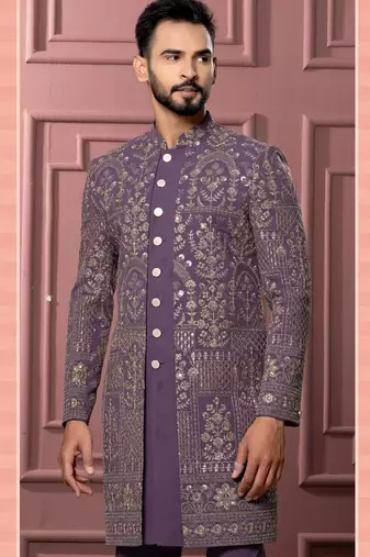 Purple indowestern for men | premium men's ethnic wear