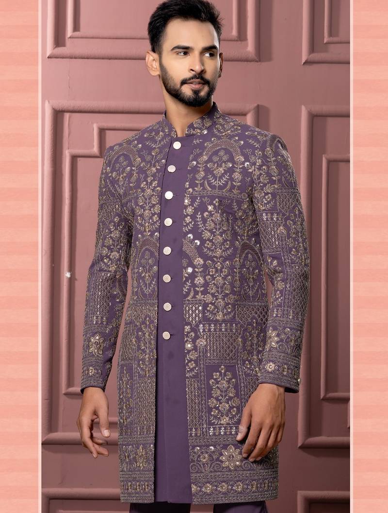 Purple indowestern for men | premium men's ethnic wear