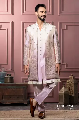 Pink open indowestern for men | premium men's ethnic wear