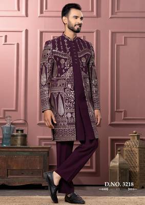 Wine indowestern for men | men's ethnic wear 2