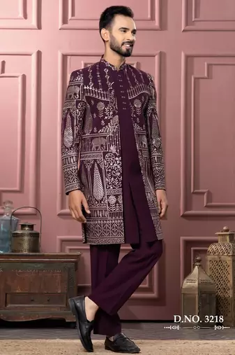 Wine indowestern for men | men's ethnic wear