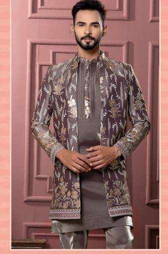 Brownish pink indowestern for men | men's ethnic wear