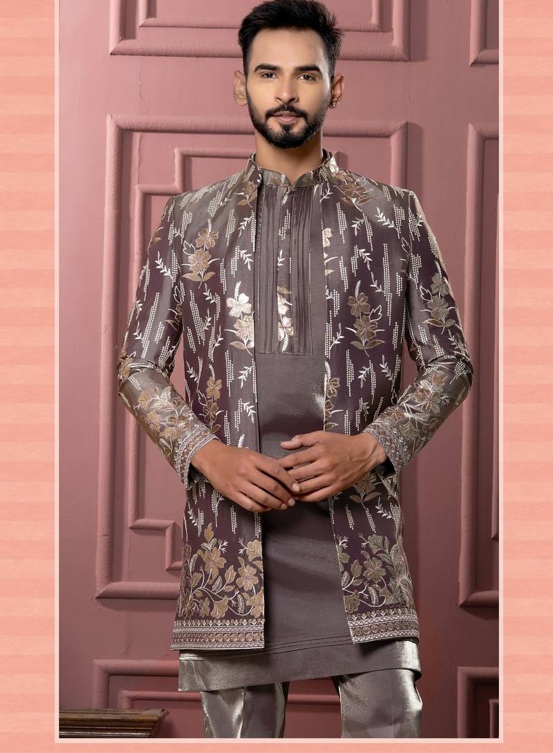 Brownish pink indowestern for men | men's ethnic wear
