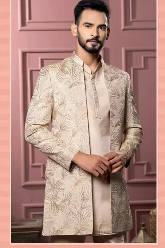 Beige open indowestern for men | men's ethnic wear