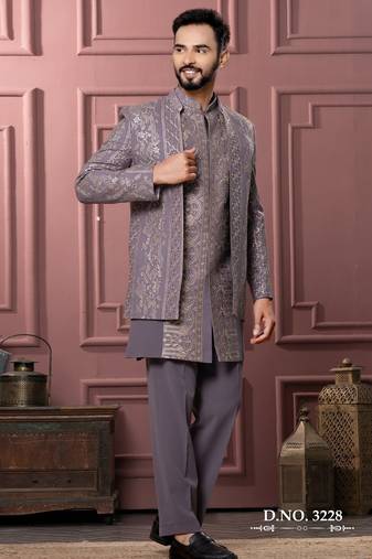 Pink open indowestern for men | premium men's ethnic wear