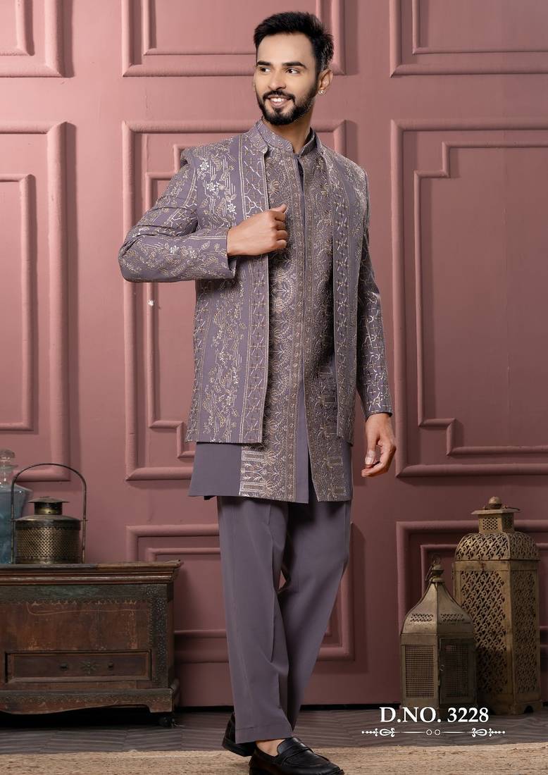 Pink open indowestern for men | premium men's ethnic wear