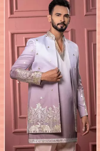Pink shaded indowestern for men | premium men's ethnic wear