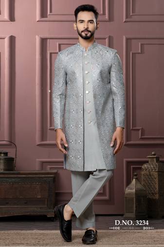 Pista green indowestern for men | premium men's ethnic wear