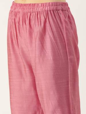 Women Pink Sequinned Yoke Design Kurta with Trousers & Dupatta 3