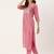 Women Pink Sequinned Yoke Design Kurta with Trousers & Dupatta
