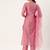 Women Pink Sequinned Yoke Design Kurta with Trousers & Dupatta
