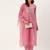 Women Pink Sequinned Yoke Design Kurta with Trousers & Dupatta