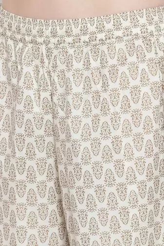 Women Peach-Coloured & Off-White Yoke Design Kurta with Palazzos