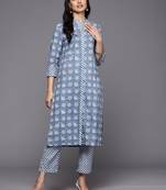 Floral Printed Pure Cotton Kurta With Trousers
