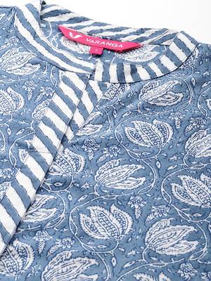 Floral Printed Pure Cotton Kurta With Trousers 2