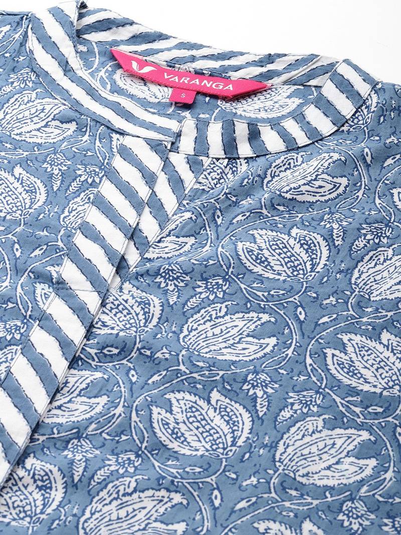 Floral Printed Pure Cotton Kurta With Trousers