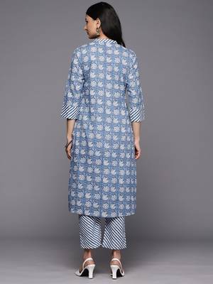 Floral Printed Pure Cotton Kurta With Trousers 5