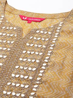 Women Mustard Yellow Ethnic Motifs Embroidered Gotta Patti Kurta with Trousers & With Dupatta 2