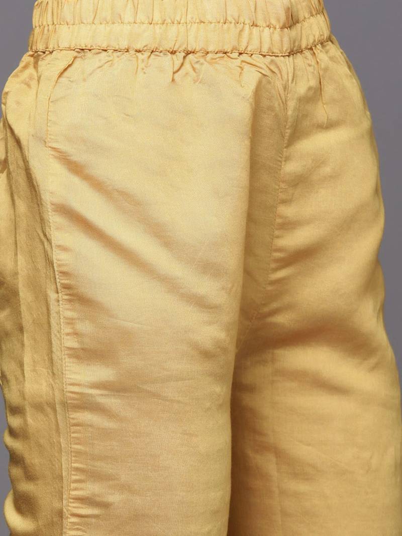 Women Mustard Yellow Ethnic Motifs Embroidered Gotta Patti Kurta with Trousers & With Dupatta