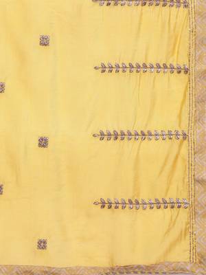 Women Mustard Yellow Ethnic Motifs Embroidered Gotta Patti Kurta with Trousers & With Dupatta 4