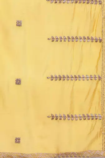 Women Mustard Yellow Ethnic Motifs Embroidered Gotta Patti Kurta with Trousers & With Dupatta
