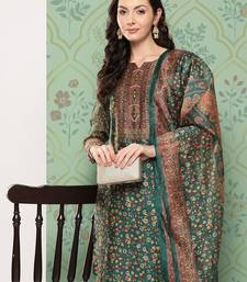 Women Ethnic Motifs Printed Regular Chanderi Cotton Kurta with Trousers & Dupatta