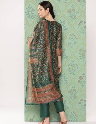 Women Ethnic Motifs Printed Regular Chanderi Cotton Kurta with Trousers & Dupatta 4