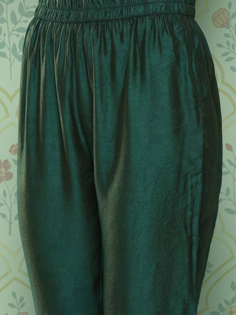 Women Ethnic Motifs Printed Regular Chanderi Cotton Kurta with Trousers & Dupatta