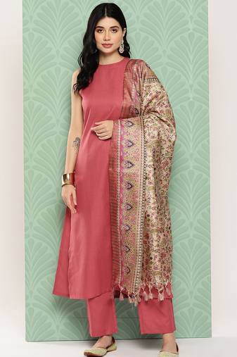 women regular kurta with trousers & with dupatta