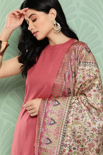Women Regular Kurta with Trousers & With Dupatta