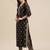Women Black Ethnic Motifs Printed Patchwork Pure Cotton Kurta with Trousers